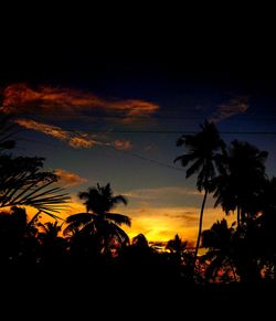 Low angle view of silhouette trees against sky during sunset