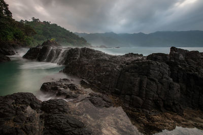 Scenic view of waterfall