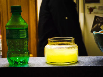 Close-up of beer in glass