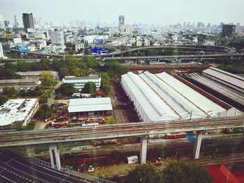 High angle view of city