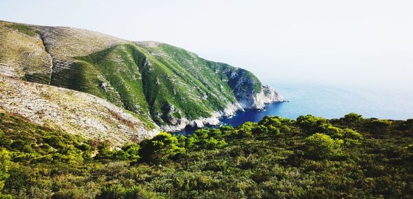 Scenic view of sea against clear sky