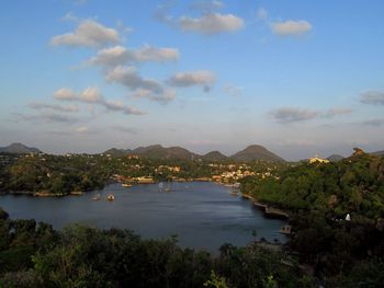 Scenic view of lake against sky