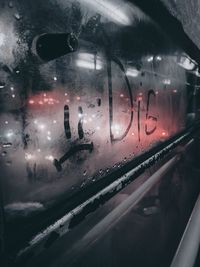 Close-up of raindrops on glass window