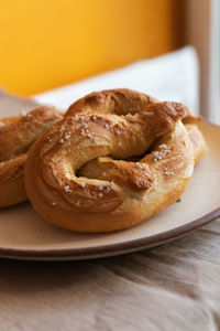 Homemade fresh baked pretzel with sea salt