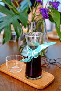 Close-up of beer glass on table