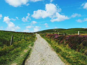 Empty road along countryside landscape