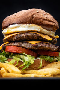 Close-up of burger in plate