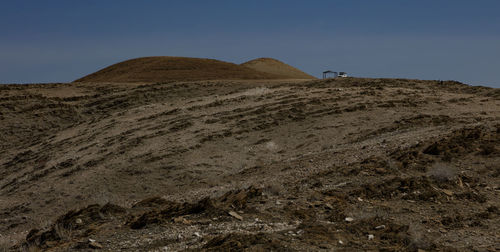 Scenic view of desert against clear sky