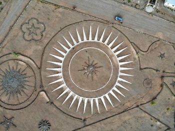 High angle view of stone wall by street