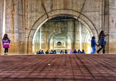 People walking in temple