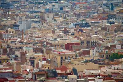 High angle view of buildings in barcelona seen from park güell