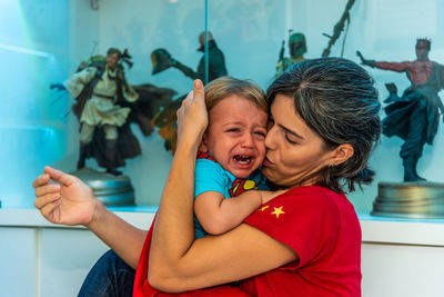 Mother and daughter at home