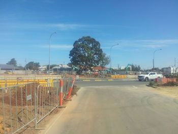 View of road against blue sky