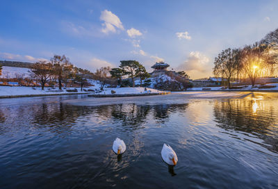 Scenic view of lake against sky