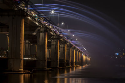 Banpo bridge over han river against sky in city at night