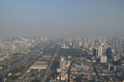 High angle view of buildings in city