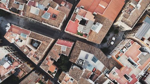 High angle view of buildings in city