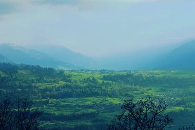 Scenic view of agricultural landscape against sky