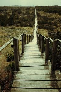 Narrow wooden footbridge