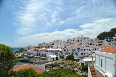 View of townscape by sea