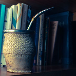 Close-up of open book on table