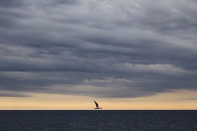 Scenic view of sea against cloudy sky