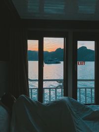Sea seen through window
