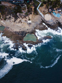 High angle view of river amidst rocks