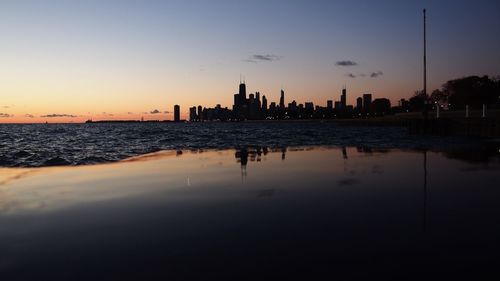 View of city at sunset