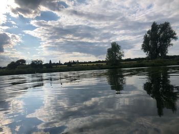 Scenic view of lake against sky