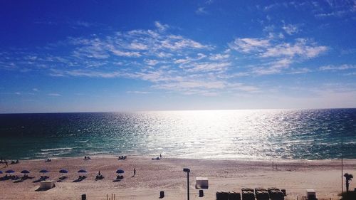 Scenic view of sea against blue sky