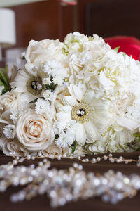 Close-up of white rose bouquet