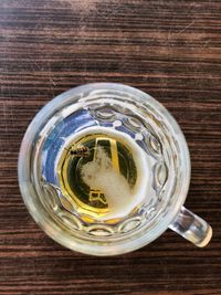 High angle view of drink on table