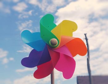 Close-up of toy against sky, pinwheel