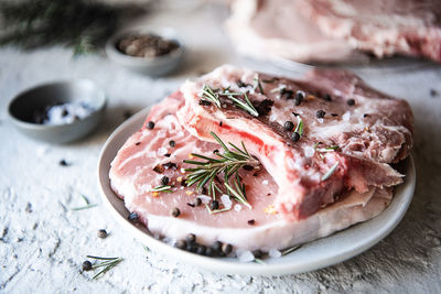 Raw meat on a plate