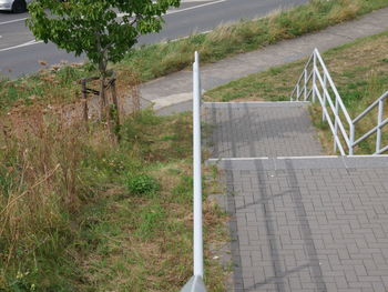 View of paving stone wall