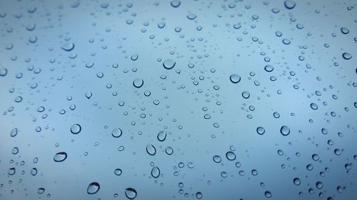 Full frame shot of raindrops on window