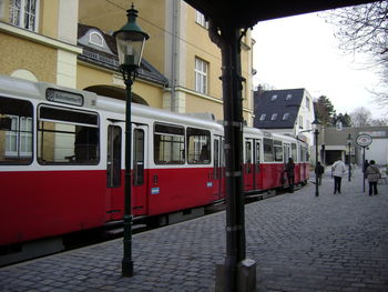 Train on railroad station platform