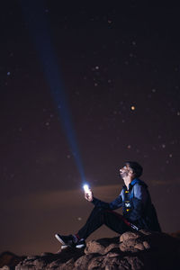 Selfie with stars on top of mountain 