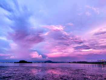 Scenic view of sea against sky at sunset