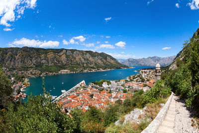 Scenic view of river against blue sky