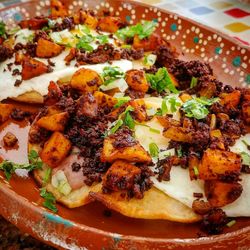 High angle view of food in plate