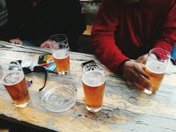 Close-up of beer bottle on table