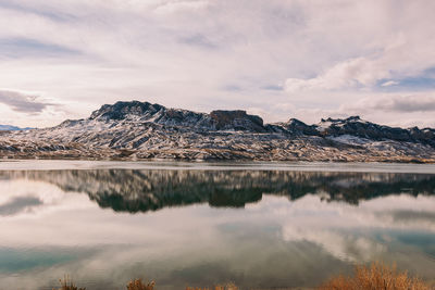 Scenic view of lake against sky