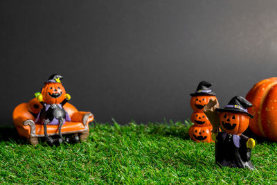 Close-up of toy on field