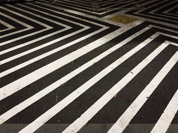 High angle view of zebra crossing on road