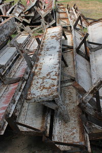 Close-up of abandoned rusty metal