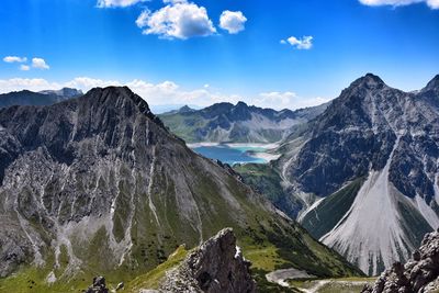 Scenic view of mountain range against sky 