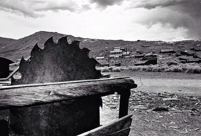 Ruins of temple against cloudy sky