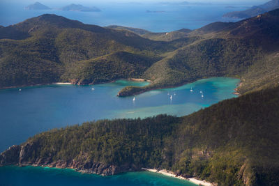 Scenic view of sea against mountains